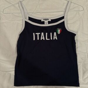 RSQ Blue Fitted Crop Tank Top